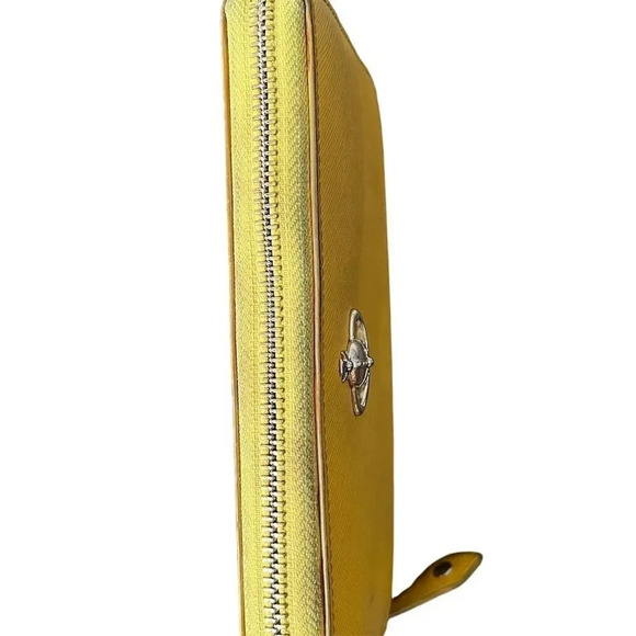 Vivienne Westwood Yellow Zip-Around Wallet Credit Card Holder - Picture 4 of 6